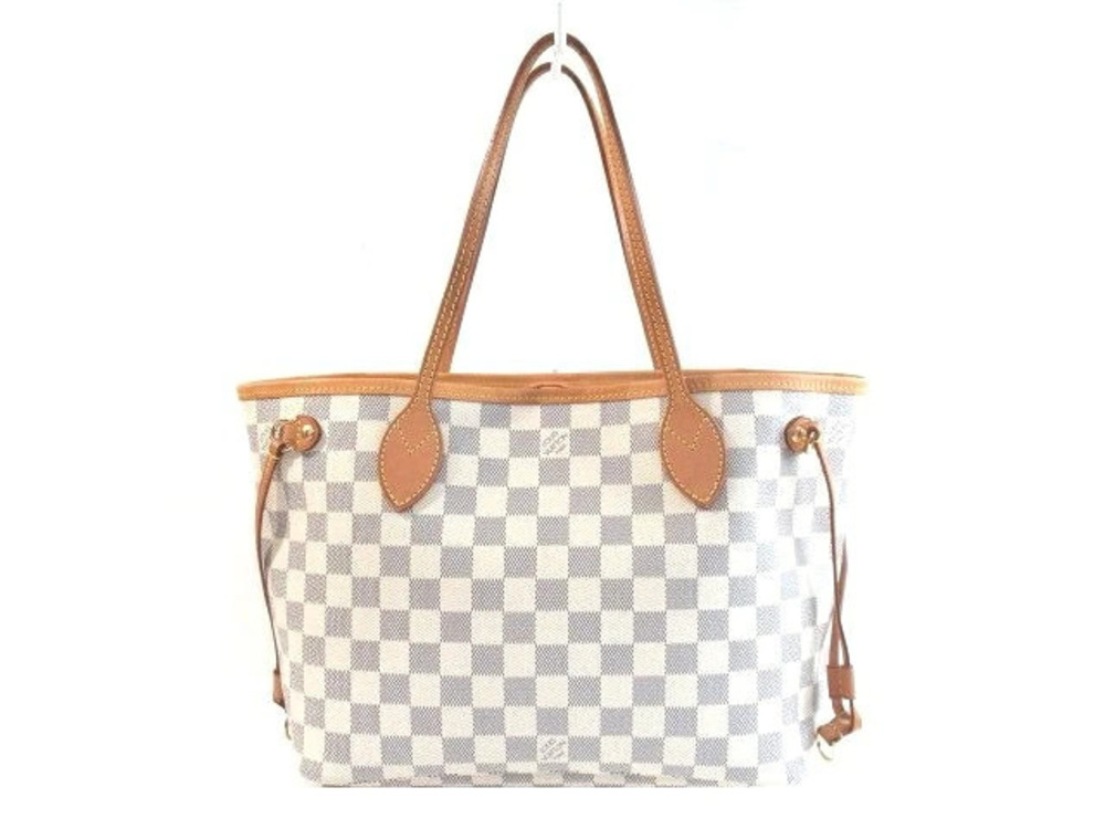 LOUIS VUITTON Azur White Neverfull Tote Bag